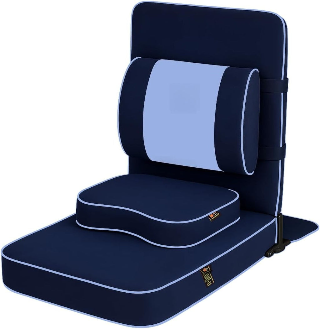 Oversized Foldable Meditation Floor Chair with Cushion Navy Blue