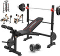 8-in-1 1500LBS Foldable Weight Bench with Squat Rack