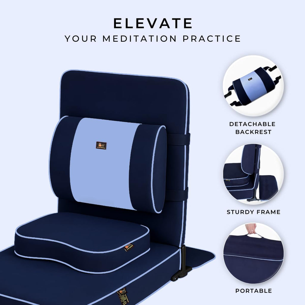 Oversized Foldable Meditation Floor Chair with Cushion Navy Blue