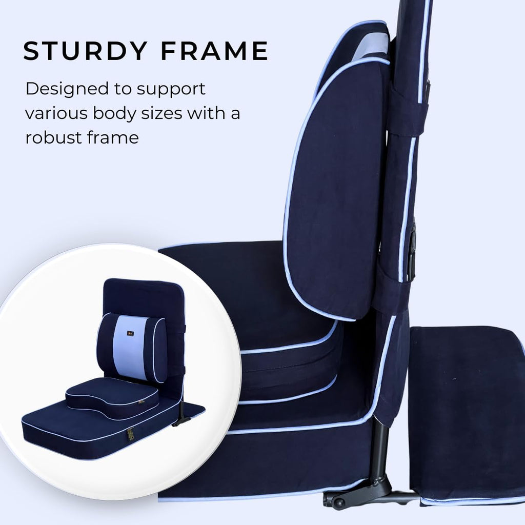 Oversized Foldable Meditation Floor Chair with Cushion Navy Blue