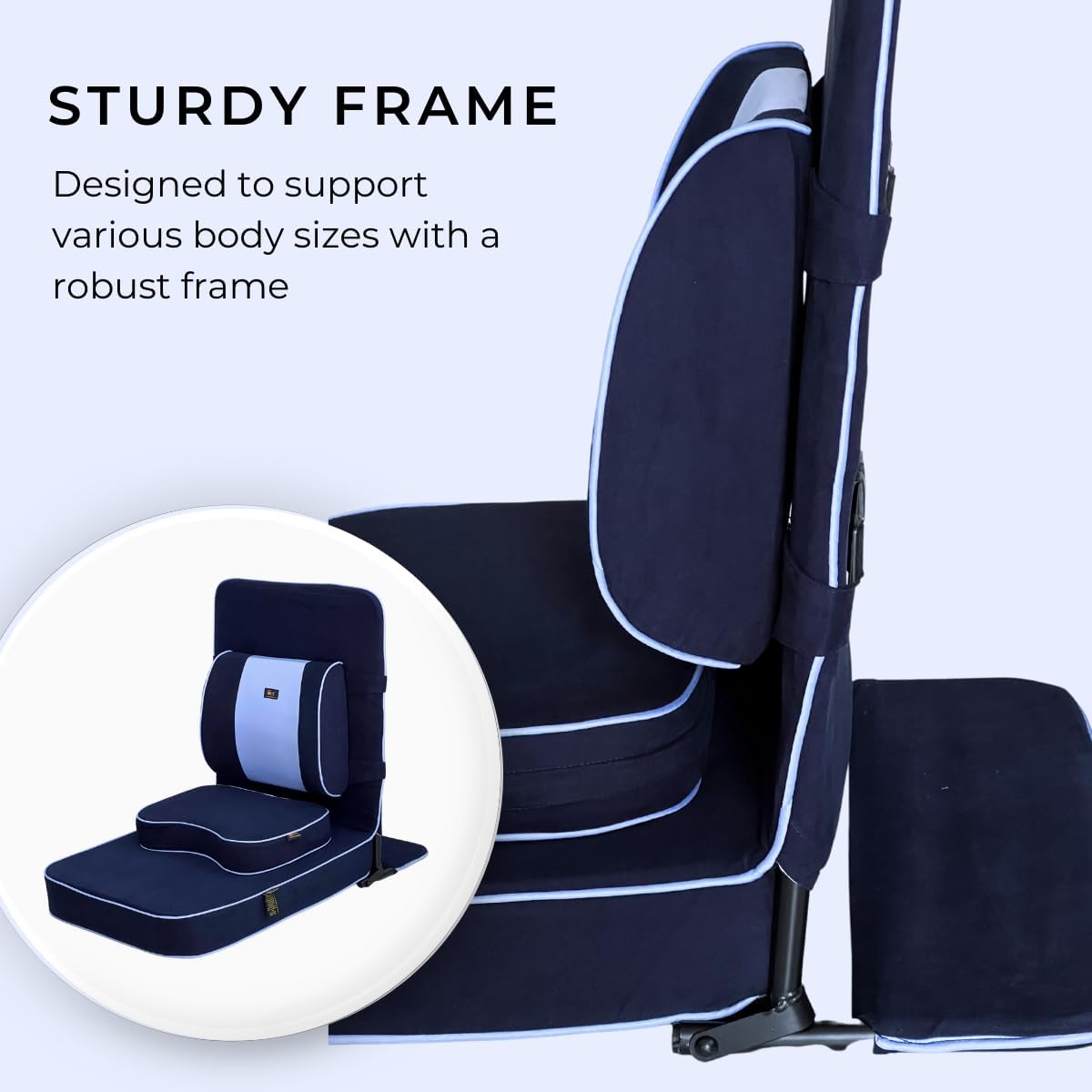 Oversized Foldable Meditation Floor Chair with Cushion Navy Blue