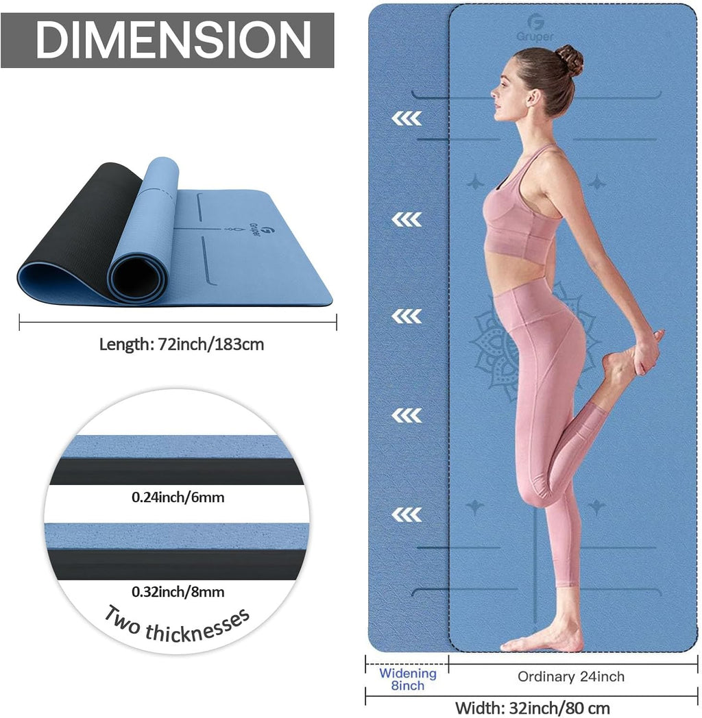 Wide TPE Yoga Mat Alignment Marked