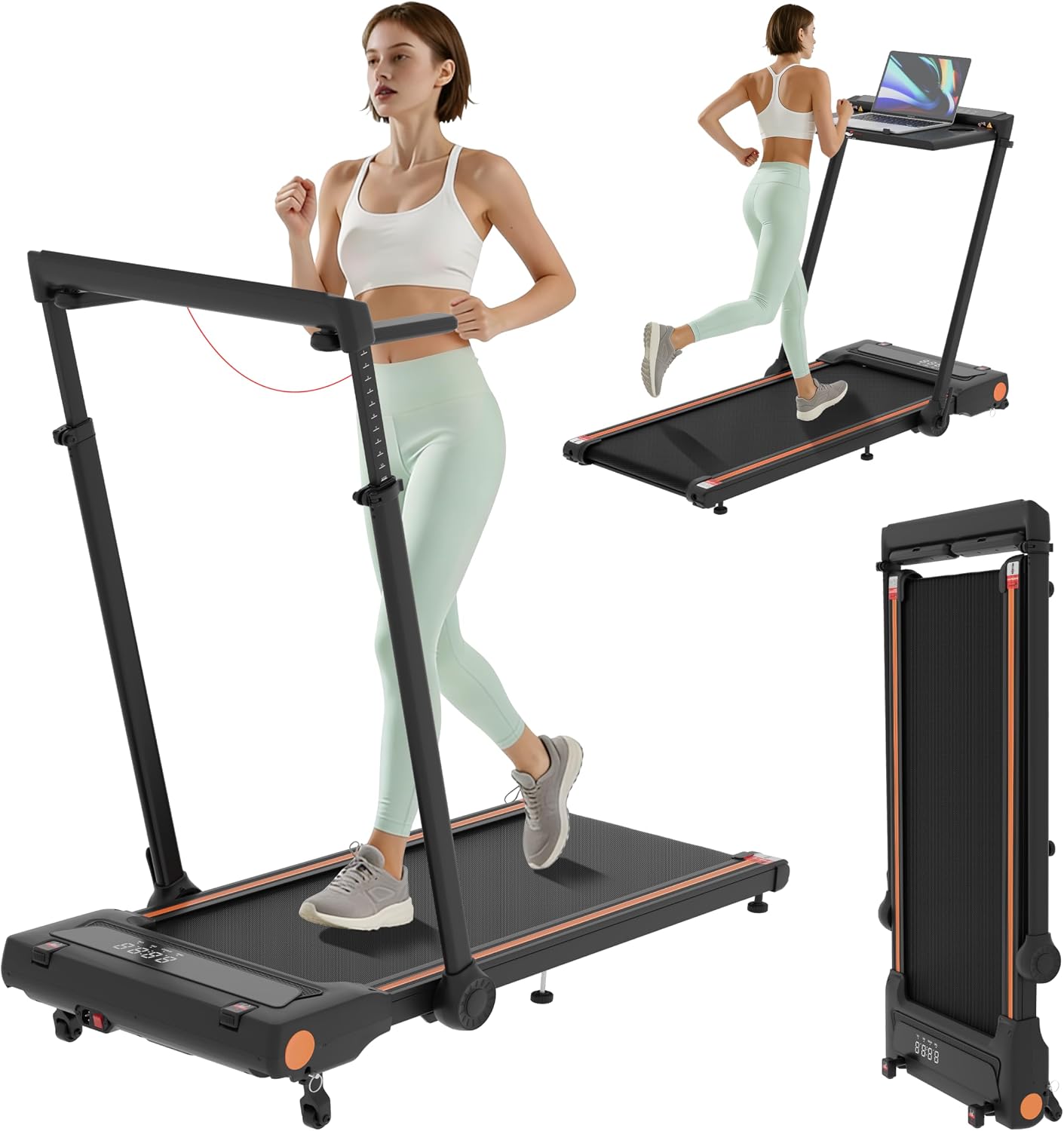 3-in-1 Foldable Incline Treadmill with Desk