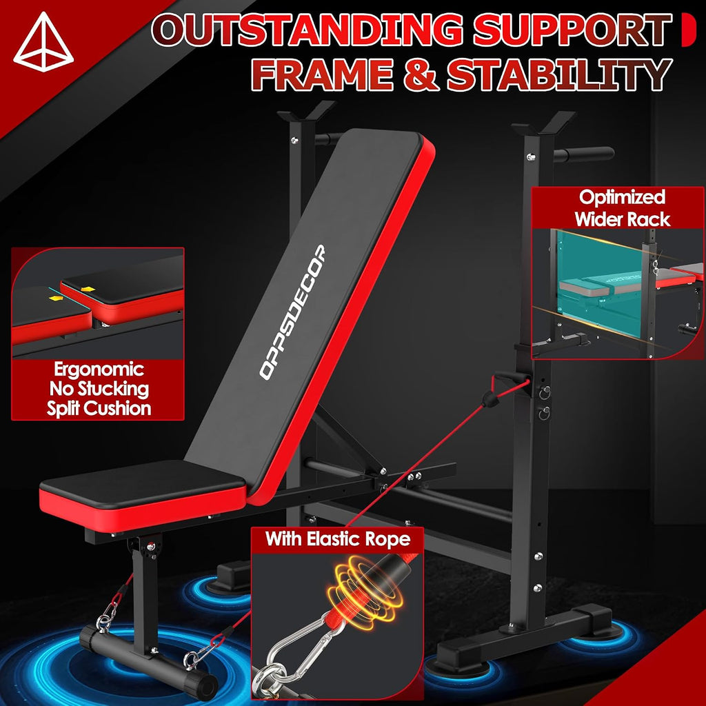 900LBS All-in-One Weight Bench with Squat Rack