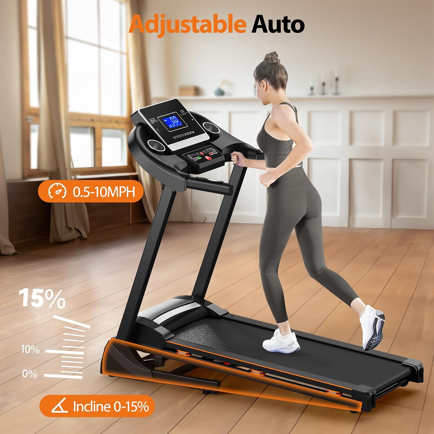 Auto Incline Foldable Treadmill with Bluetooth & Pulse Monitor