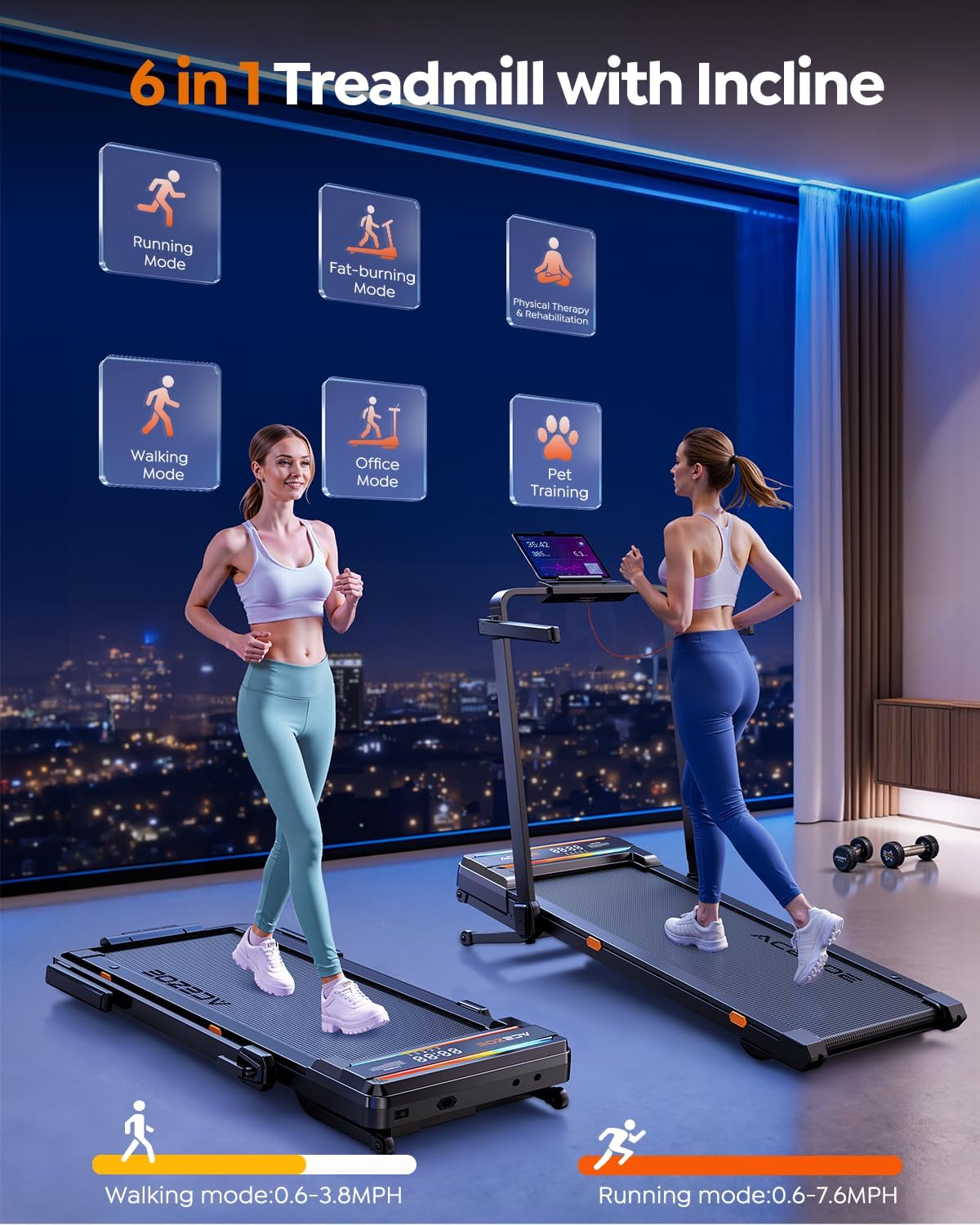 Incline Foldable Walking Pad with APP Speaker