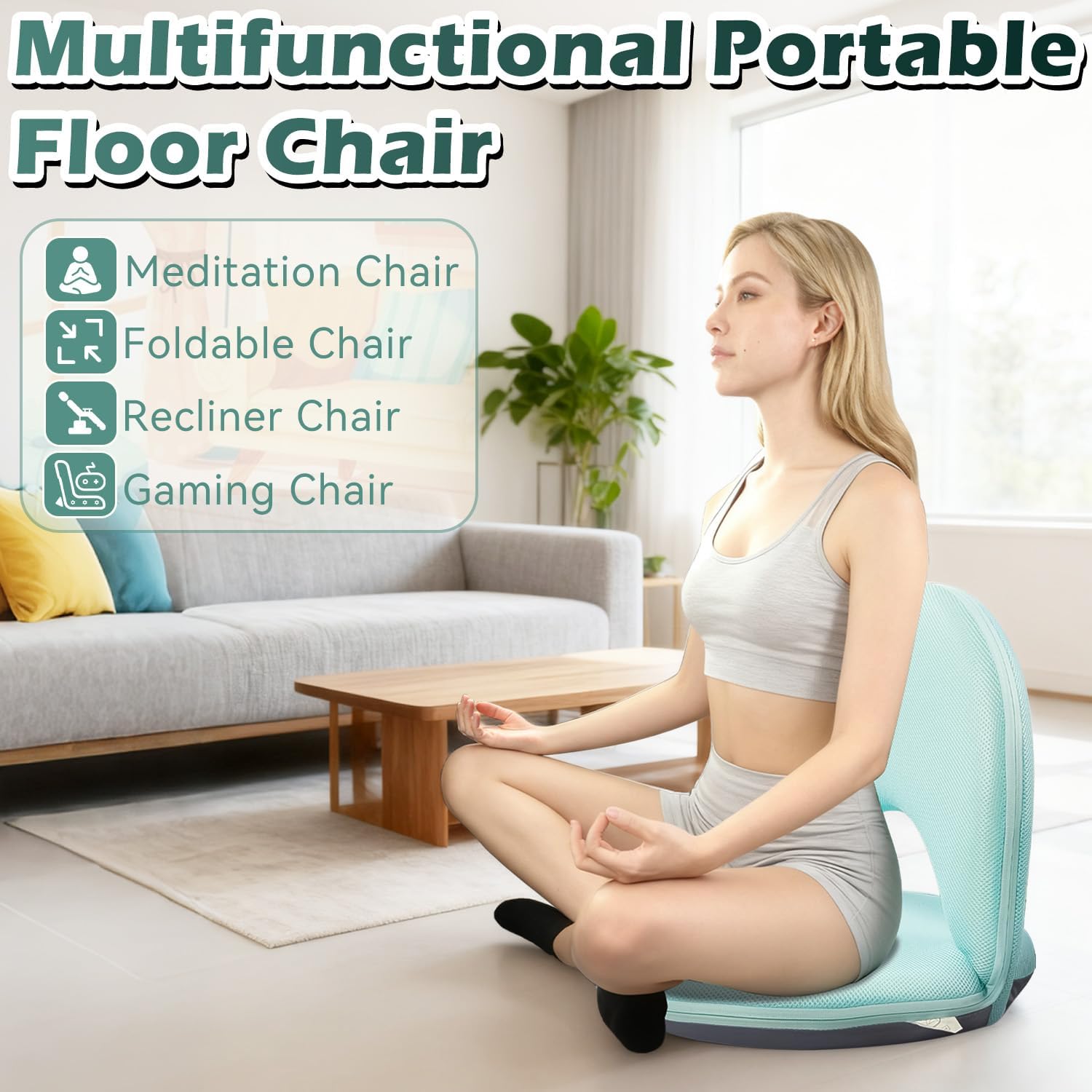 5-Position Adjustable Folding Floor Gaming Chair