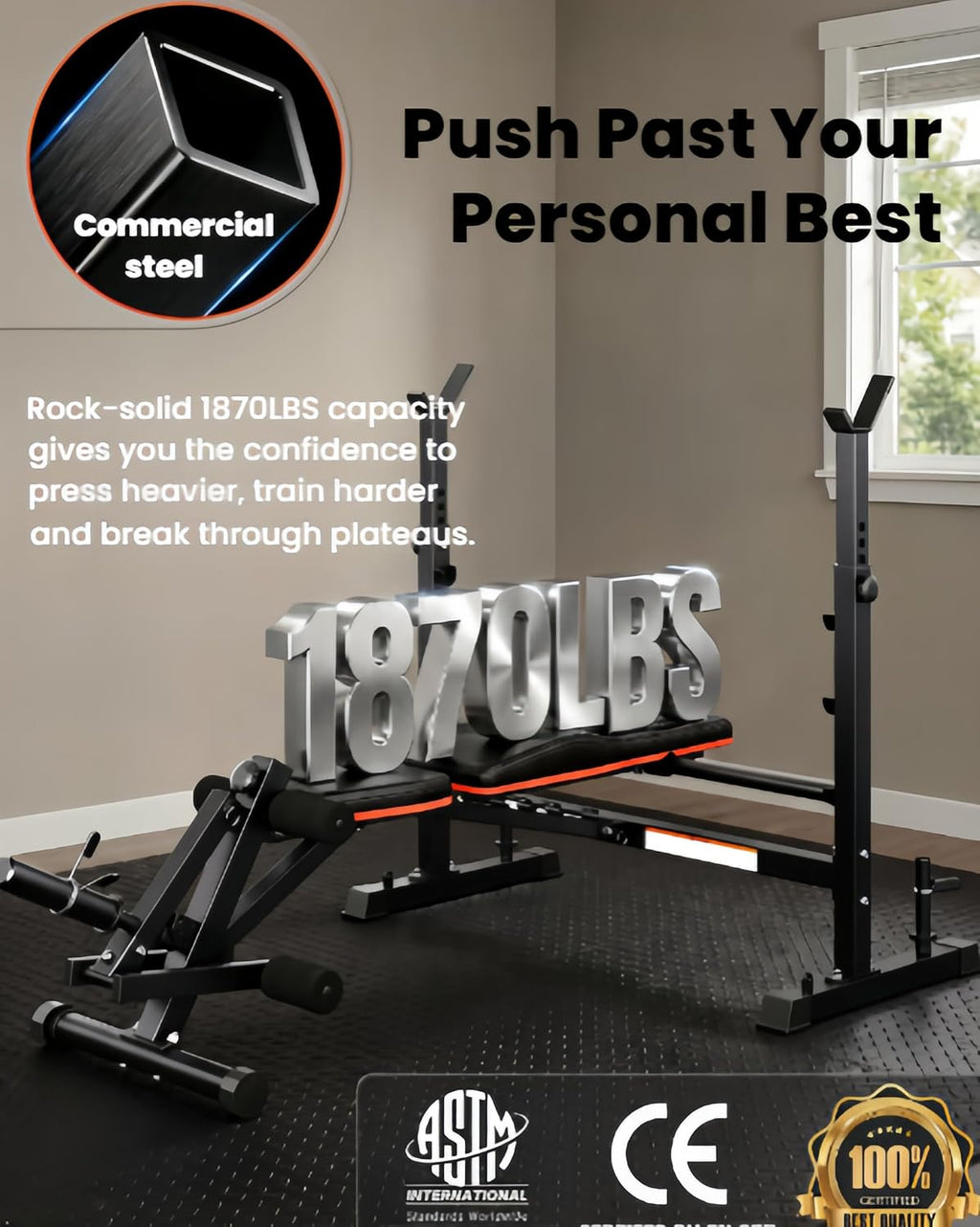 1870LBS Foldable Olympic Weight Bench Set