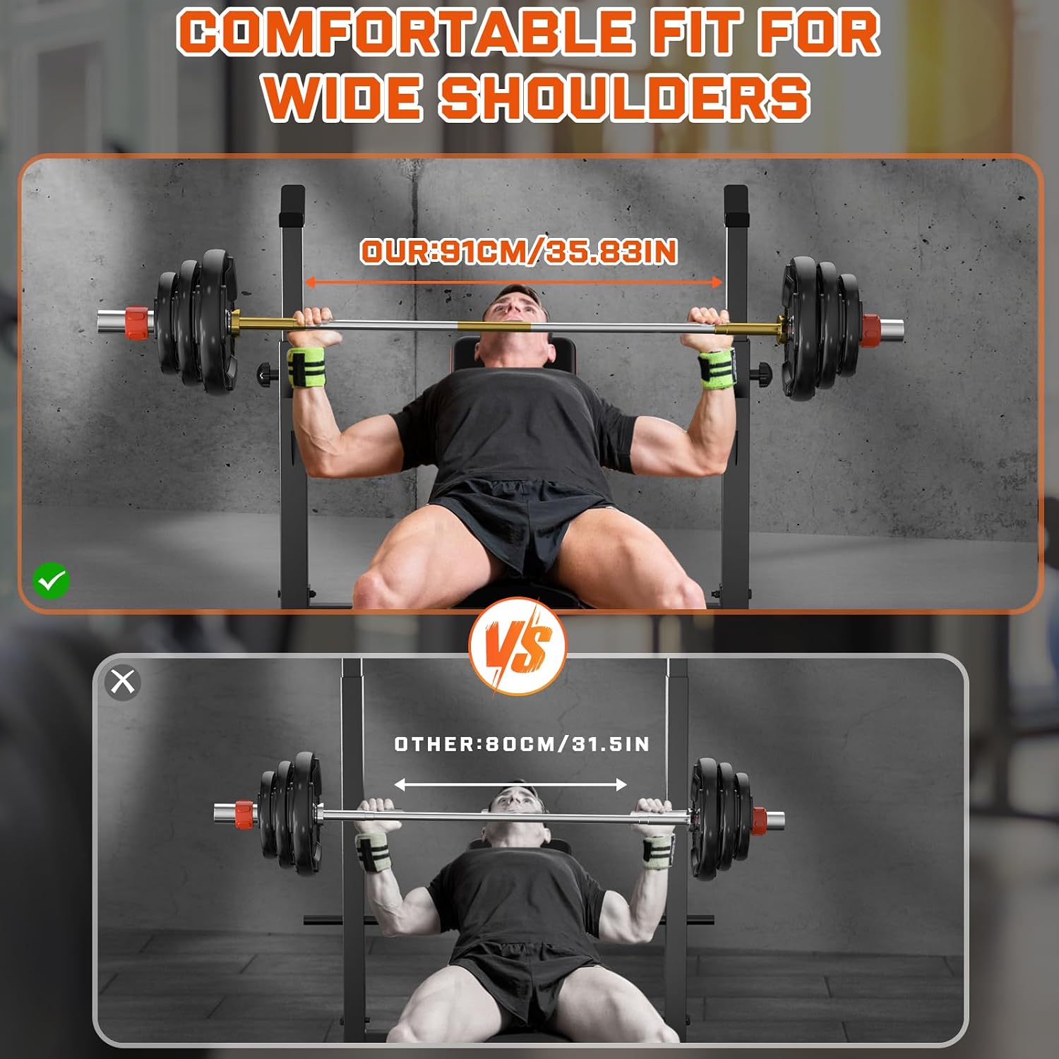 770LBS Adjustable Weight Bench with Squat Rack