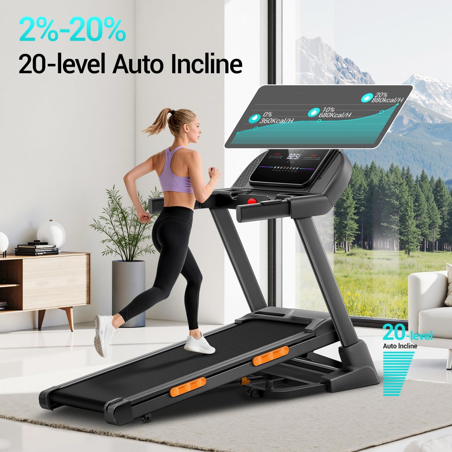 Auto Incline Foldable Under Desk Treadmill