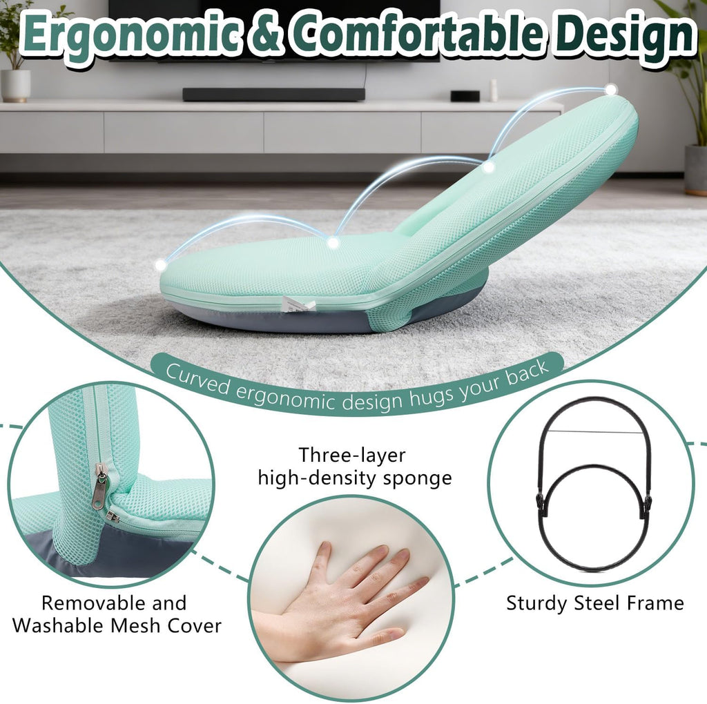 5-Position Adjustable Folding Floor Gaming Chair