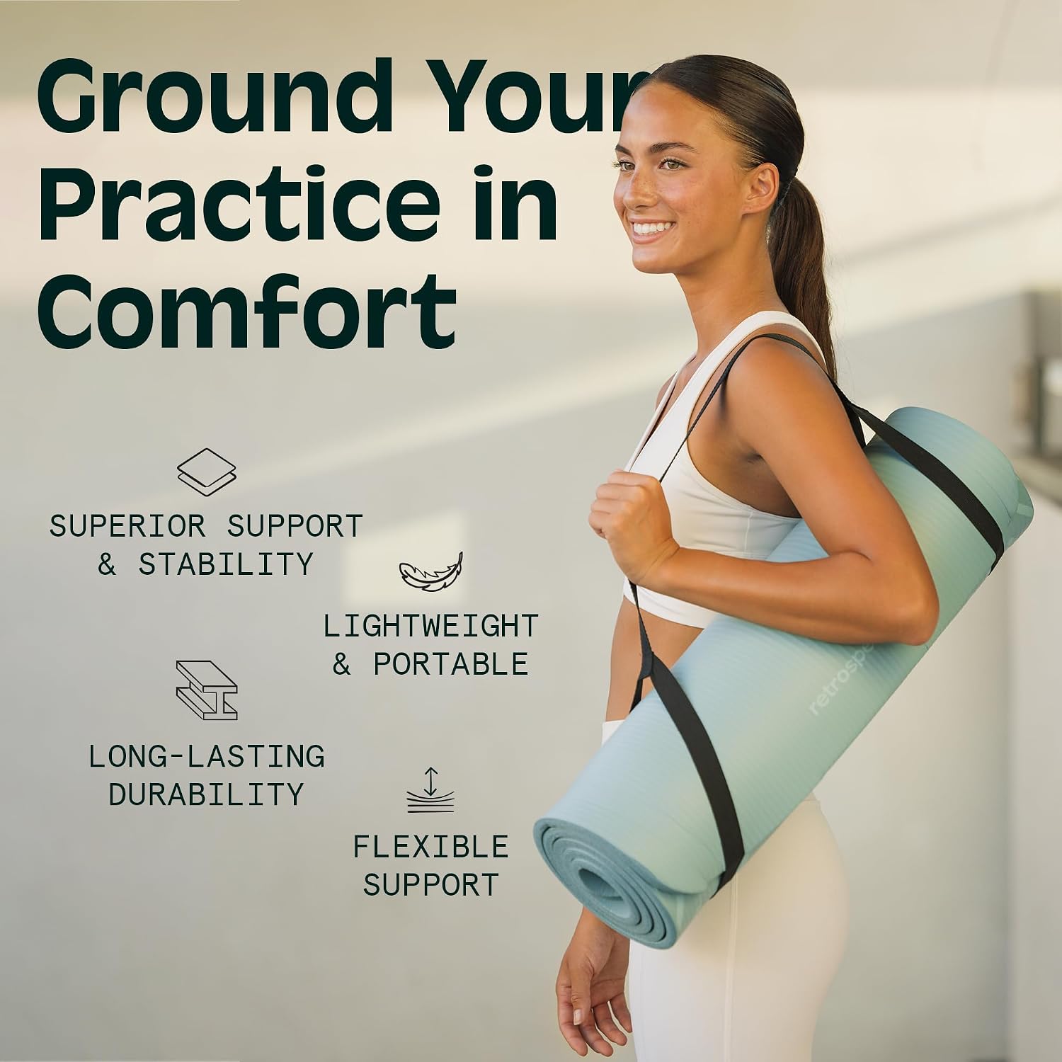 Thick Non Slip Yoga Mat With Strap