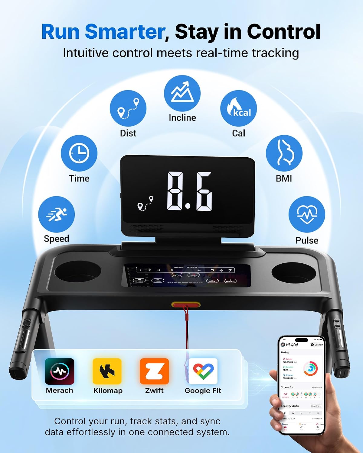 Brushless Foldable Incline Treadmill with Smart APP
