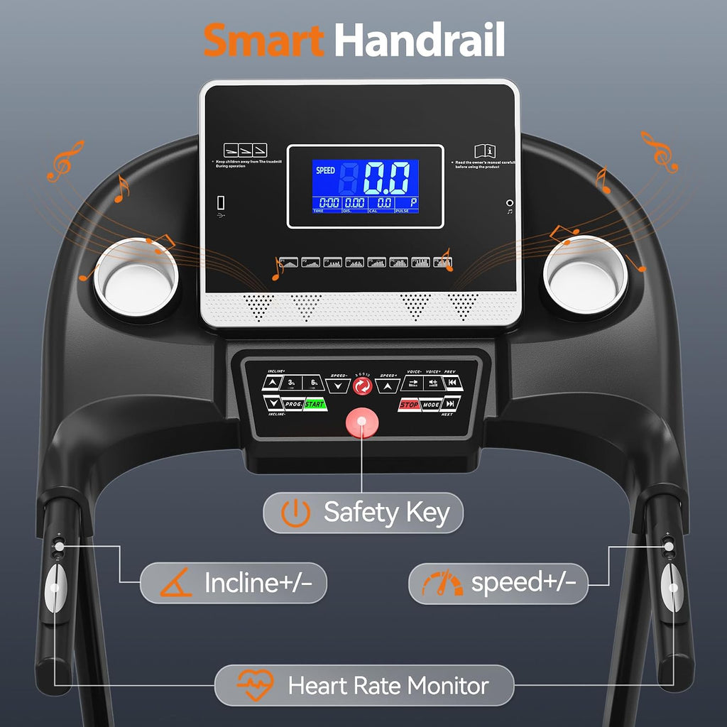 Auto Incline Foldable Treadmill with Bluetooth & Pulse Monitor