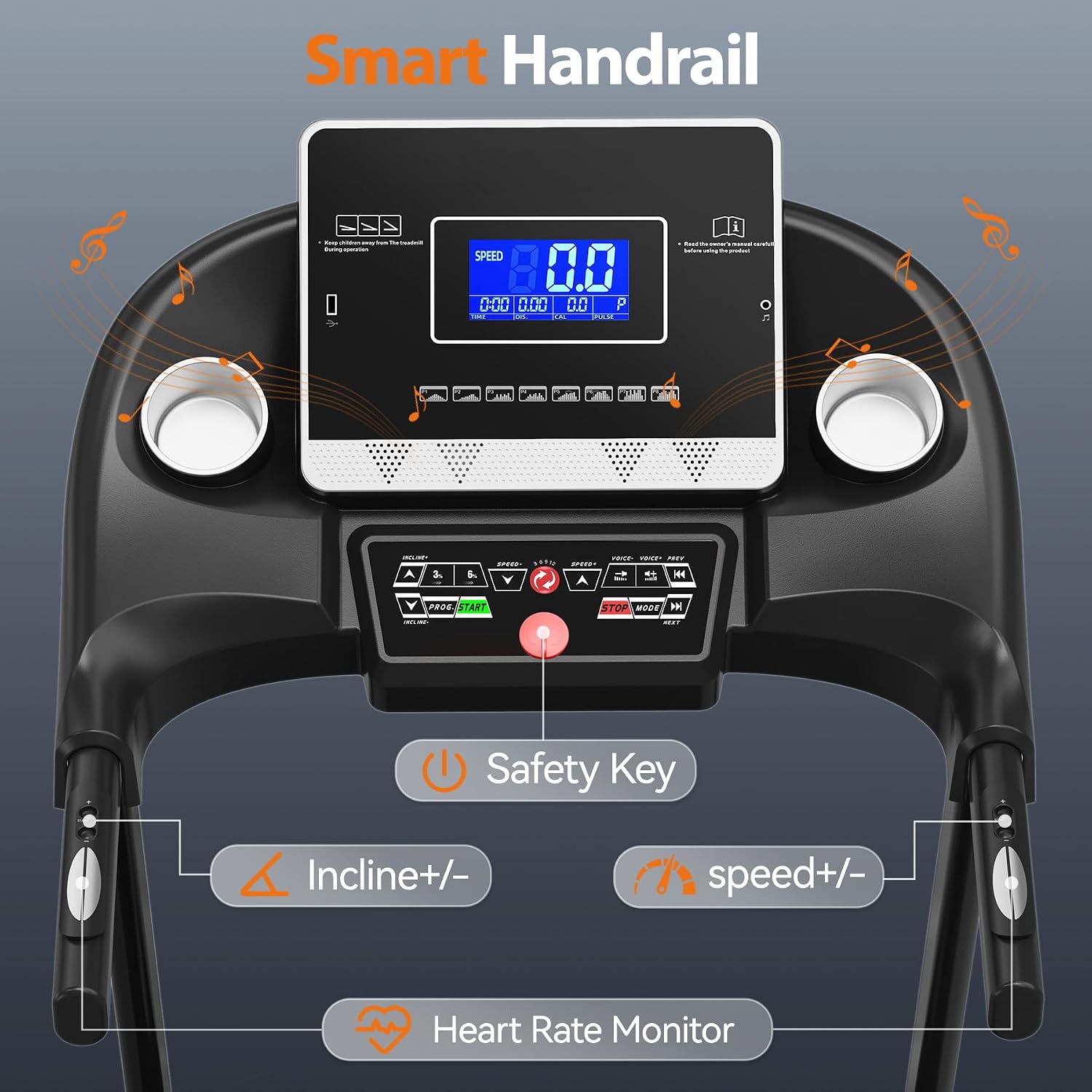 Auto Incline Foldable Treadmill with Bluetooth & Pulse Monitor