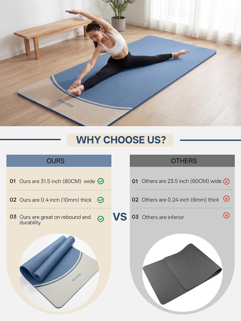 Wide Thick TPE Non Slip Yoga Mat
