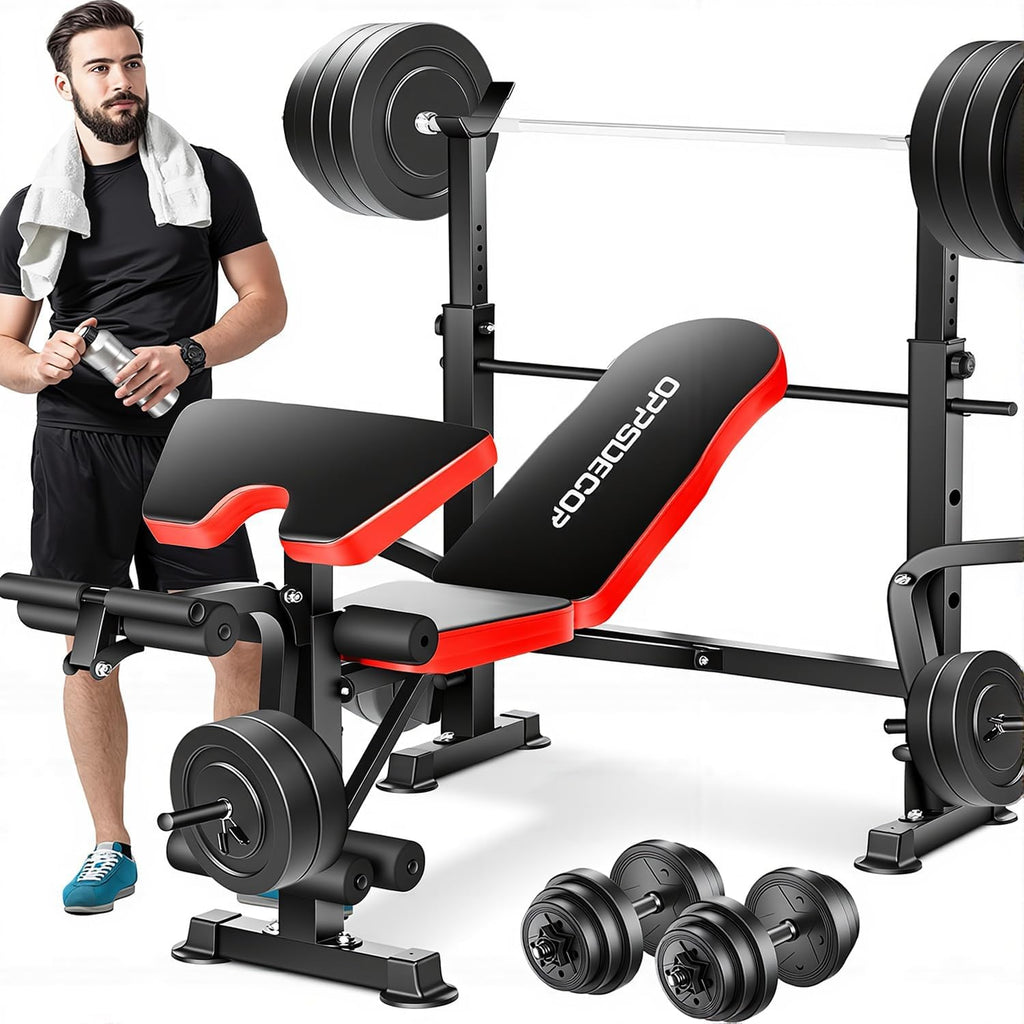 6-in-1 Foldable Weight Bench with Squat Rack