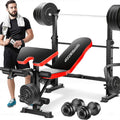 6-in-1 Foldable Weight Bench with Squat Rack
