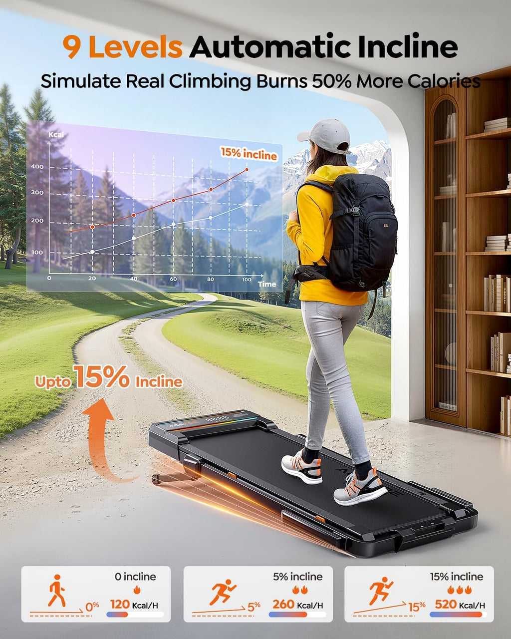Incline Foldable Walking Pad with APP Speaker