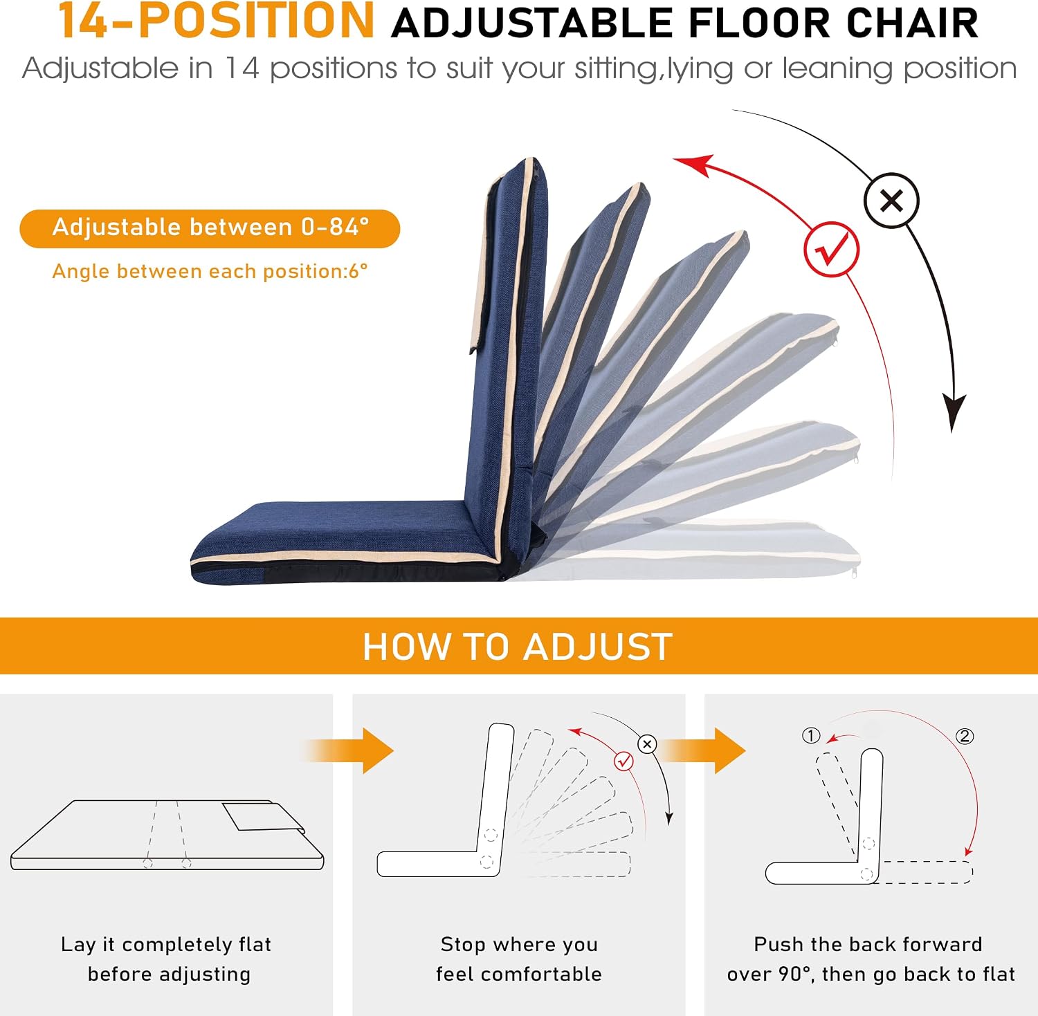 Adjustable Foldable Floor Meditation Chair