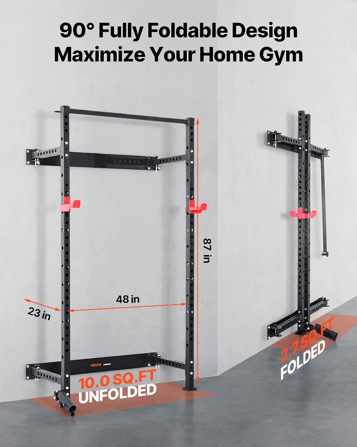 Wall Mount Folding Power Cage Rack