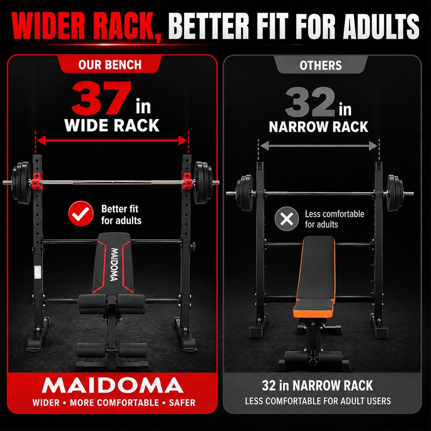 8-in-1 1500LBS Foldable Weight Bench with Squat Rack