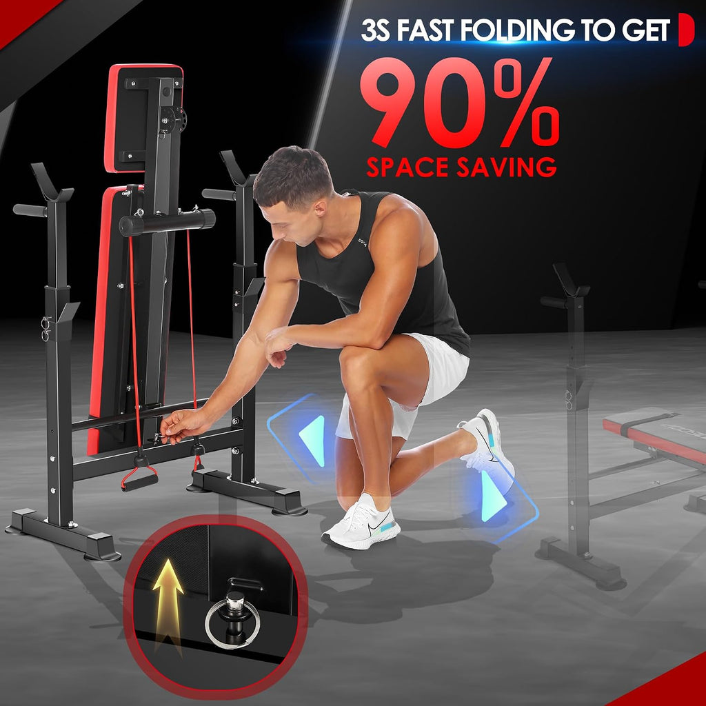 900LBS All-in-One Weight Bench with Squat Rack