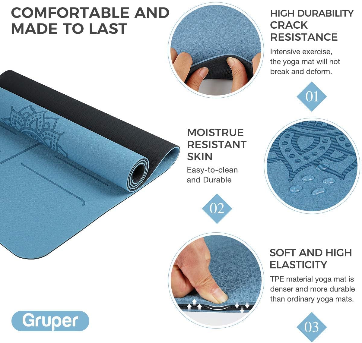 Wide TPE Yoga Mat Alignment Marked