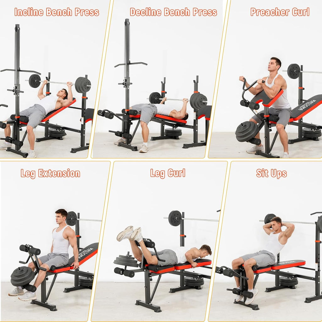 1500LBS 8-in-1 Foldable Weight Bench Set