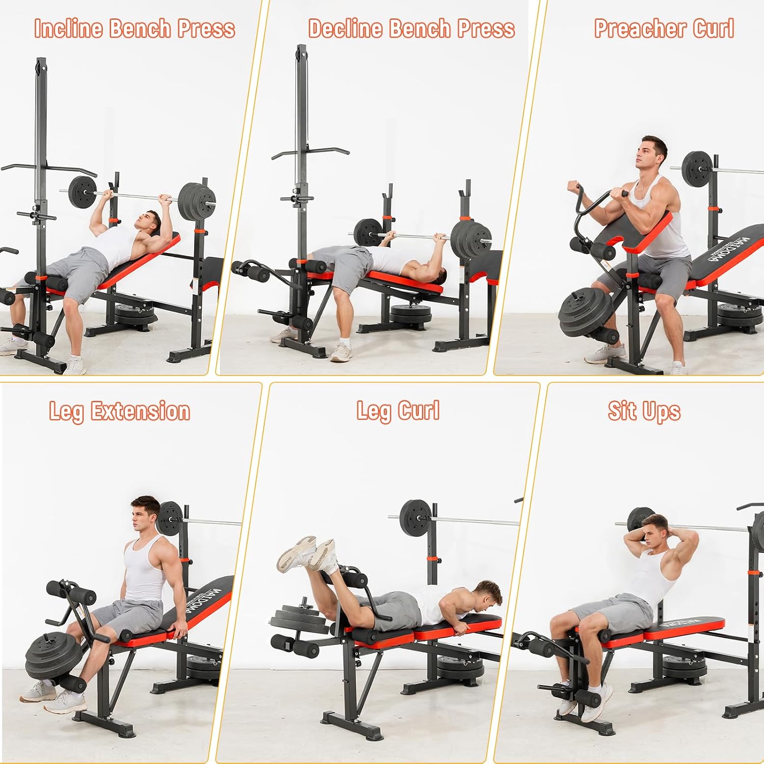 1500LBS 8-in-1 Foldable Weight Bench Set