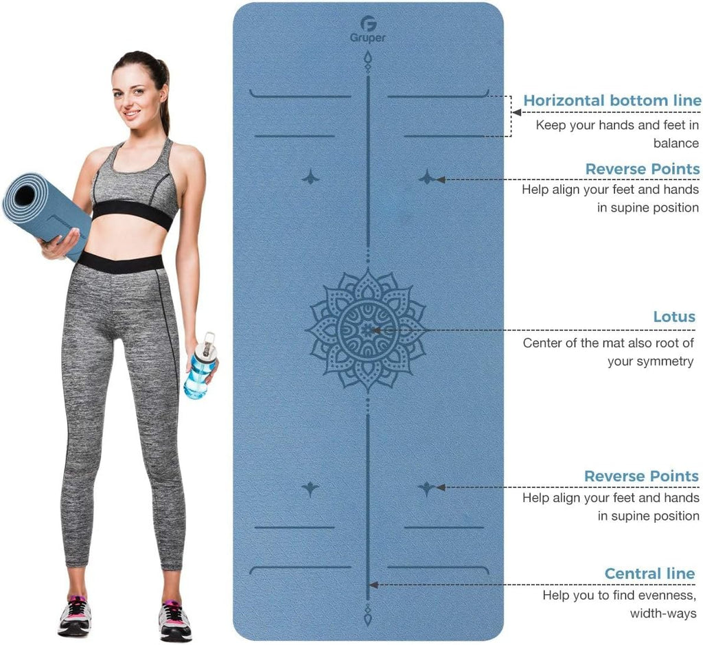 Wide TPE Yoga Mat Alignment Marked