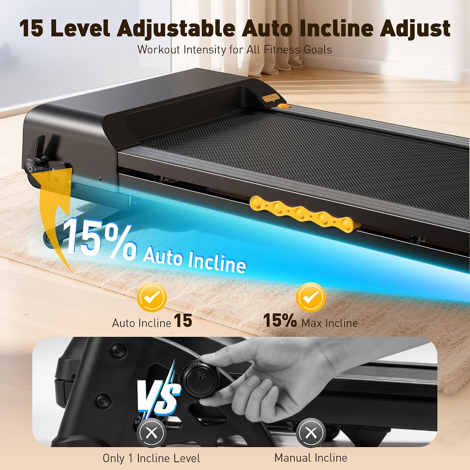 Auto Incline Smart Foldable Home Treadmill