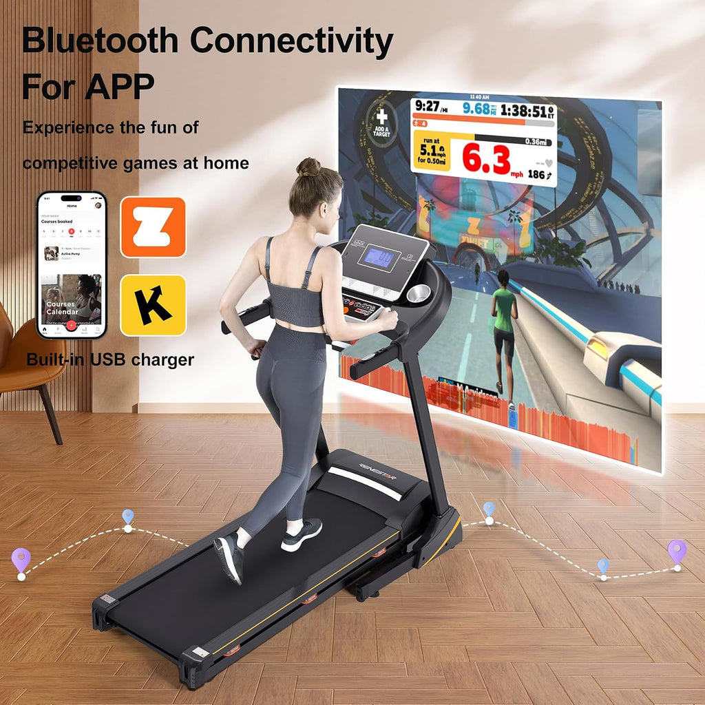Auto Incline Foldable Treadmill with Bluetooth & Pulse Monitor
