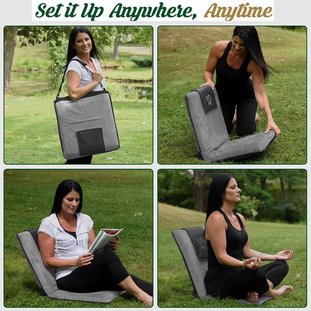 6-Position Vegan Leather Japanese Foldable Floor Chair