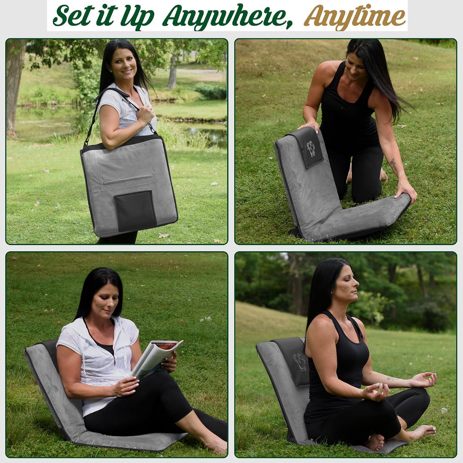6-Position Vegan Leather Japanese Foldable Floor Chair