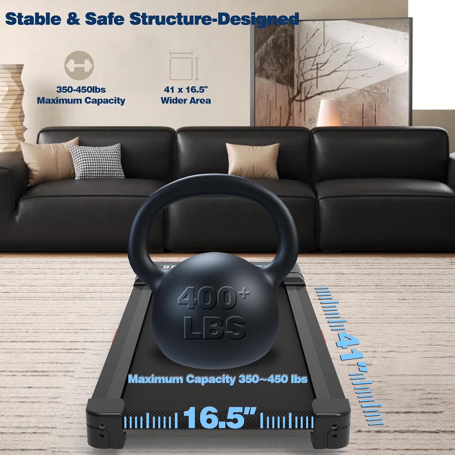 Incline Under Desk Treadmill with Bluetooth Speaker