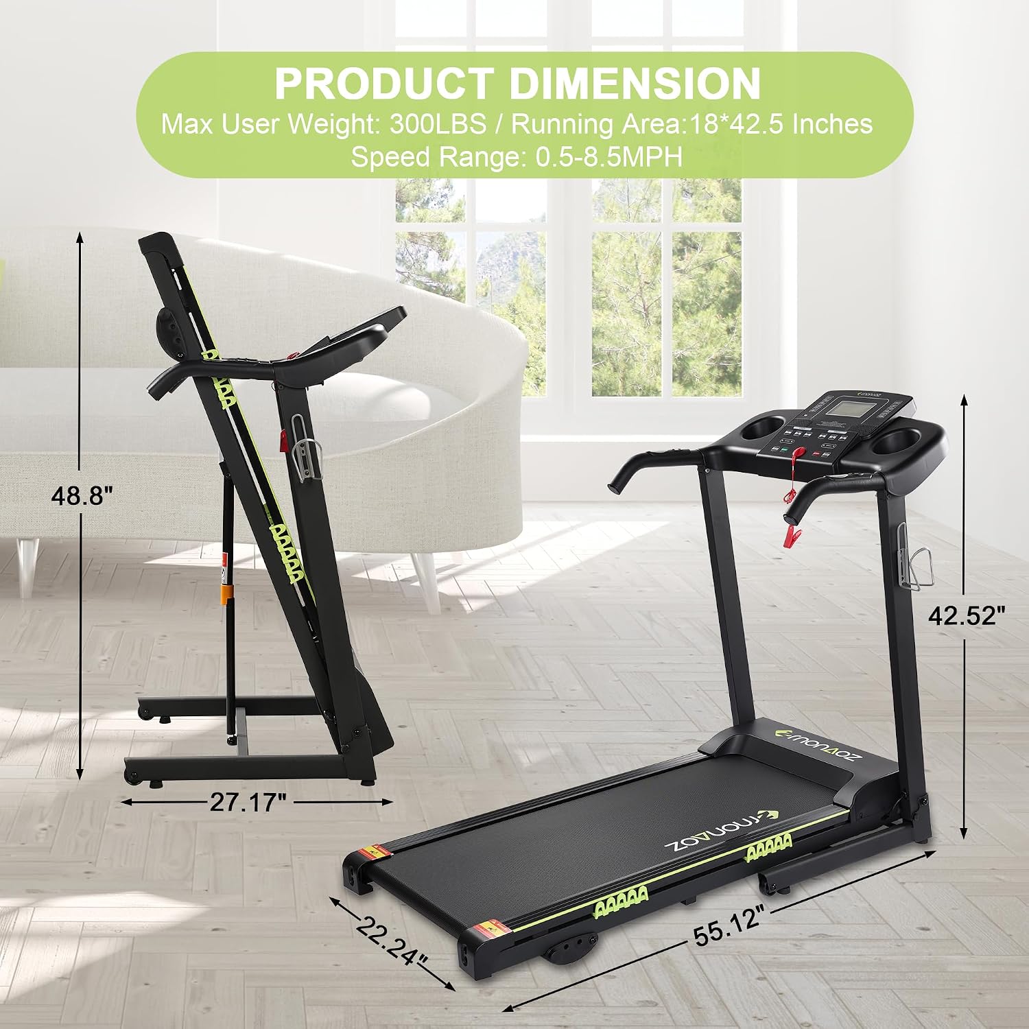 Auto Incline Foldable Home Treadmill