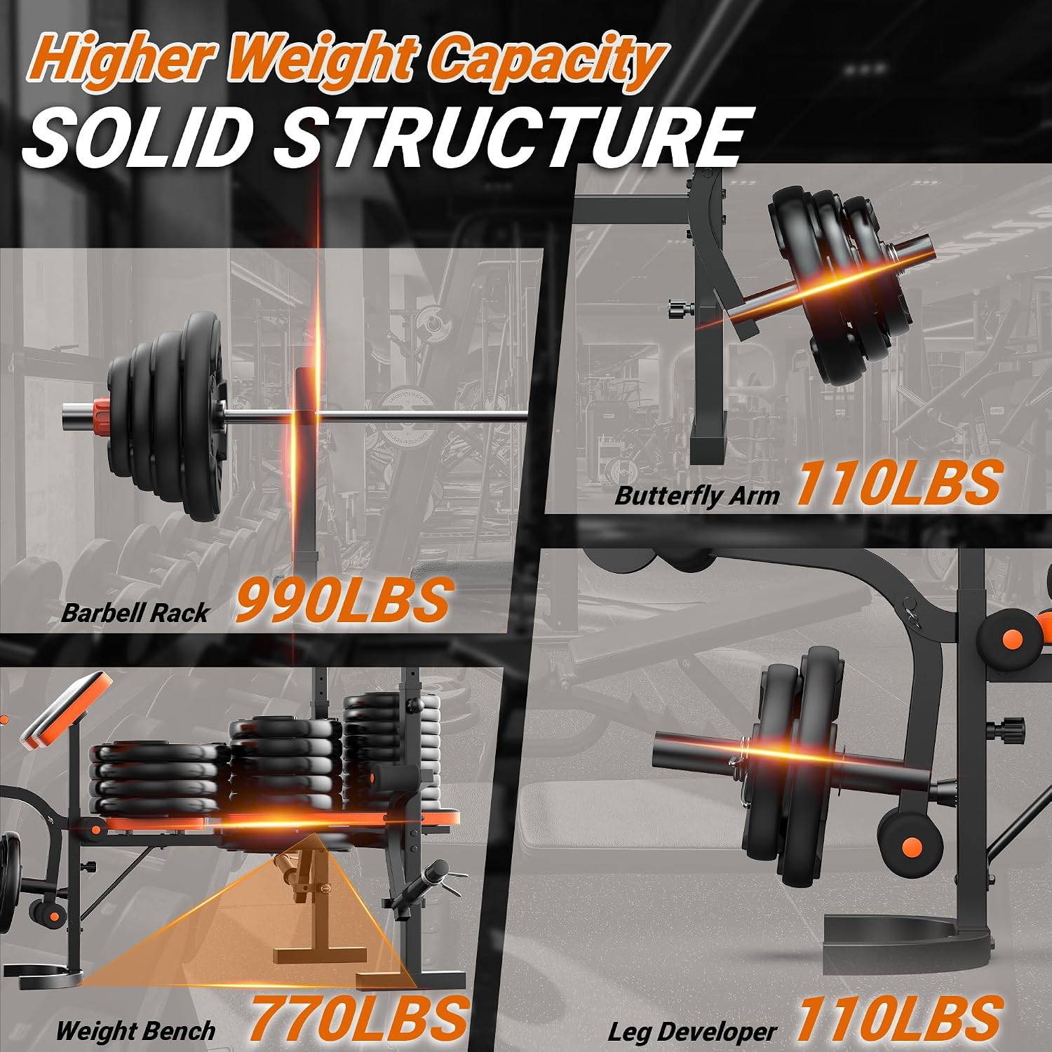 6-in-1 Adjustable Olympic Weight Bench Set