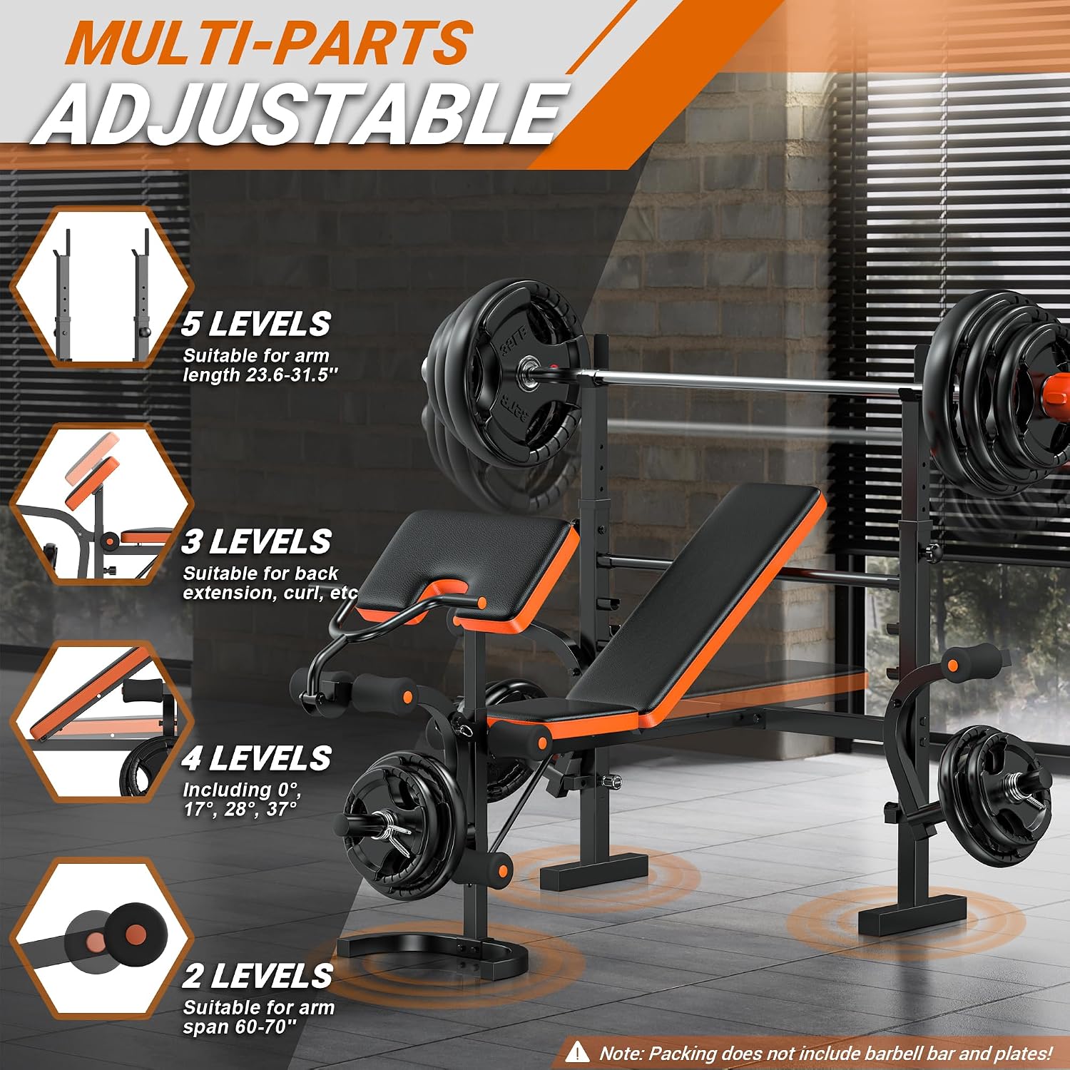 6-in-1 Adjustable Olympic Weight Bench Set