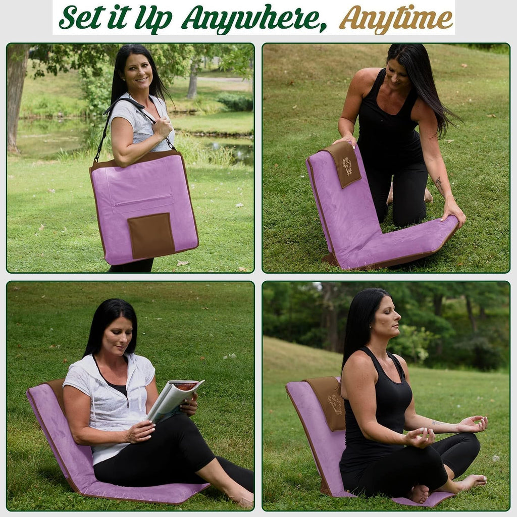 6-Position Vegan Leather Folding Japanese Floor Chair