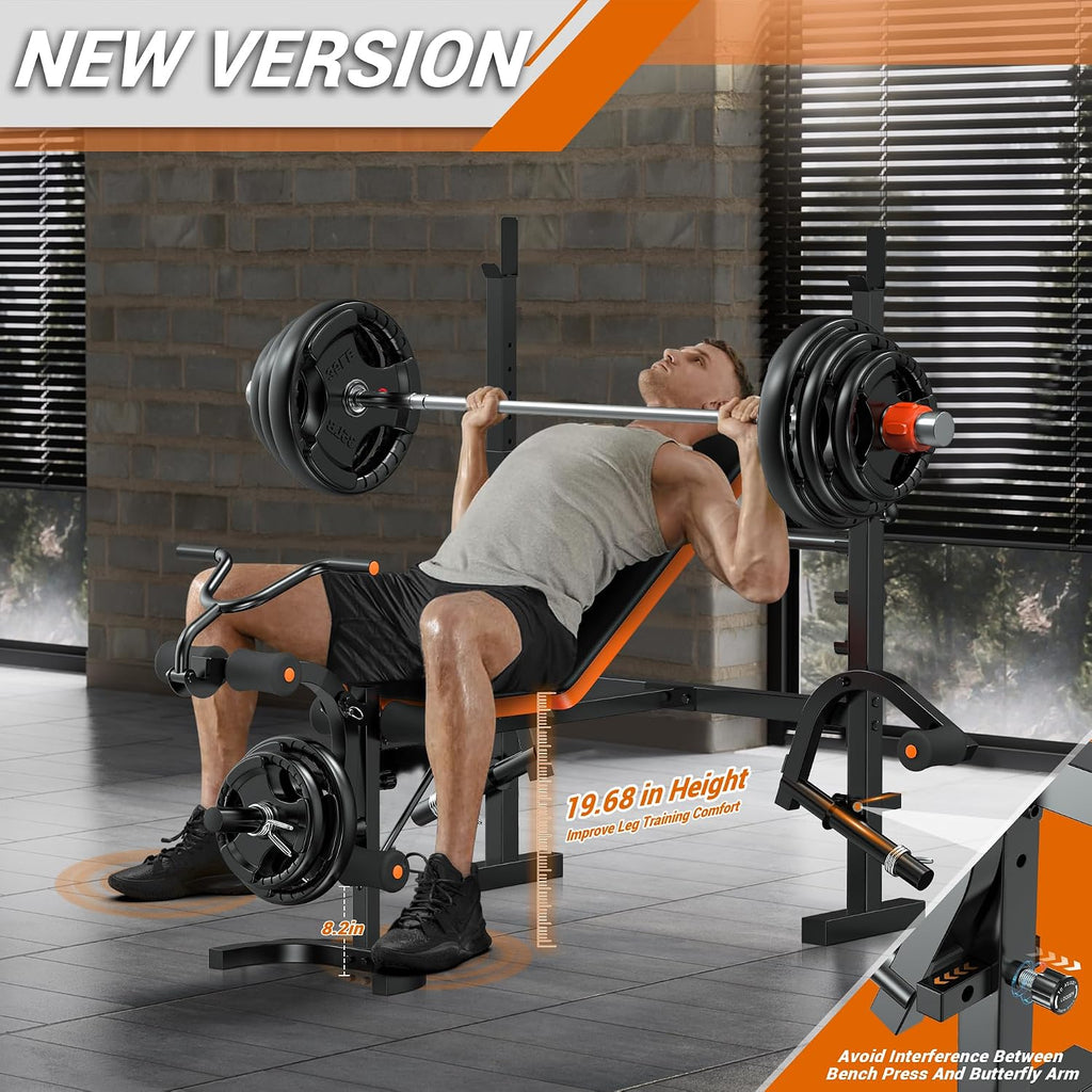 6-in-1 Adjustable Olympic Weight Bench Set