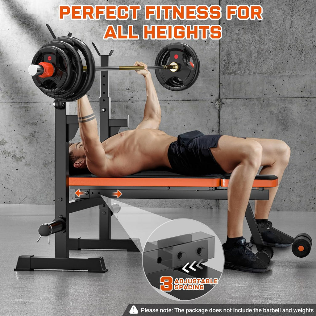 770LBS Adjustable Weight Bench with Squat Rack