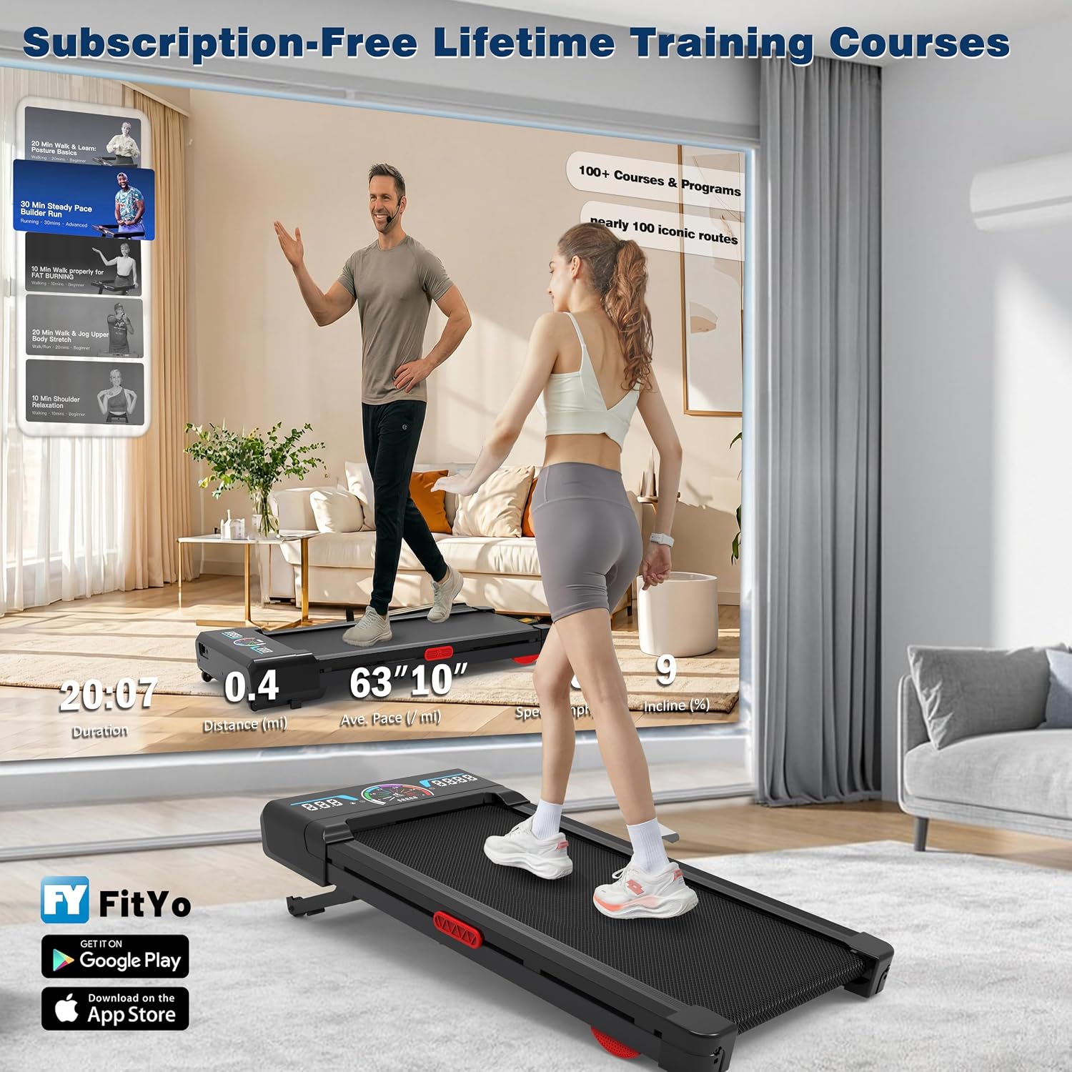 Incline Under Desk Treadmill with Bluetooth Speaker