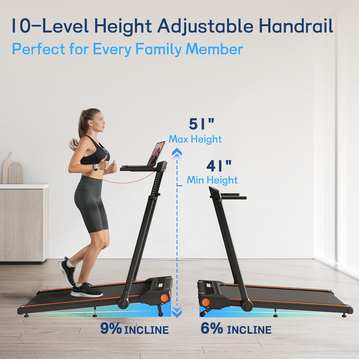 3-in-1 Foldable Incline Treadmill with Desk