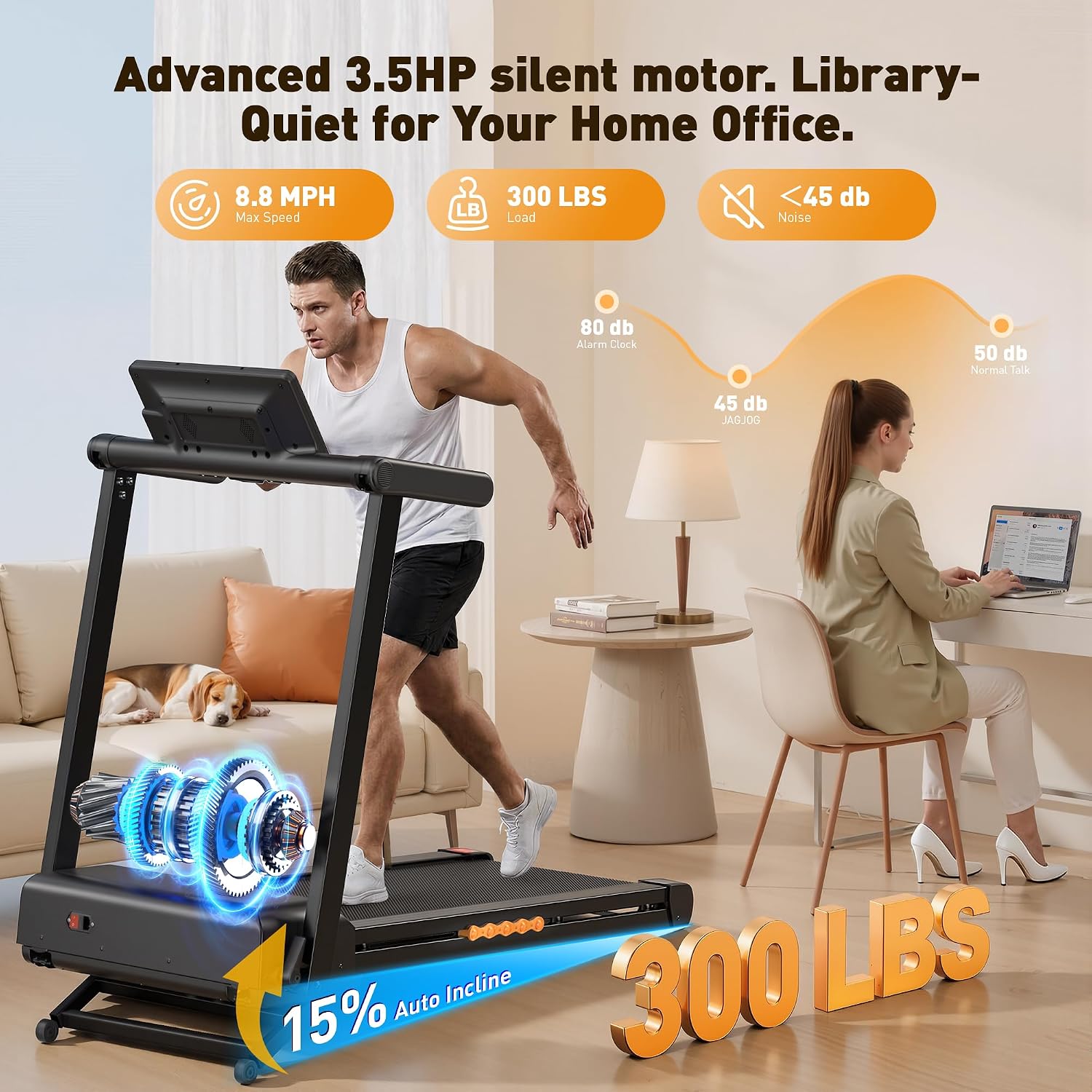 Auto Incline Smart Foldable Home Treadmill