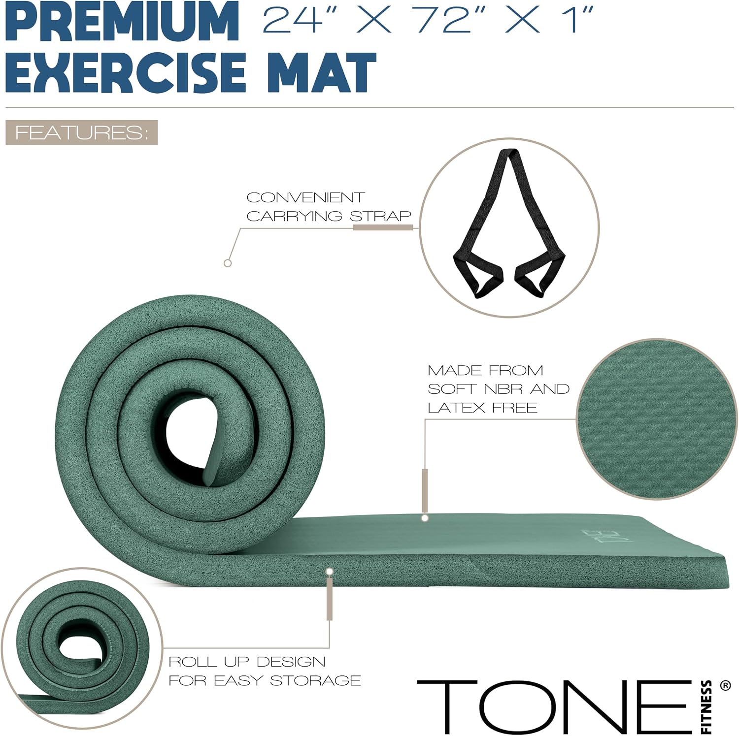 Thick Non Slip Yoga Mat with Strap