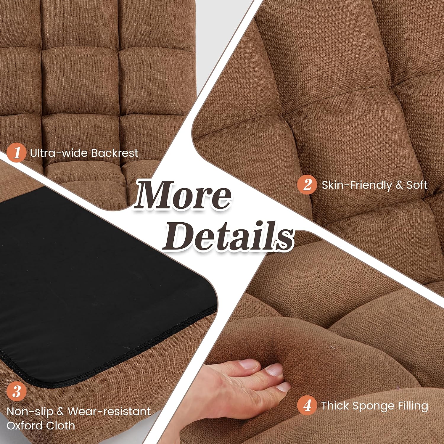 Extra Wide 6-Position Adjustable Folding Floor Gaming Chair