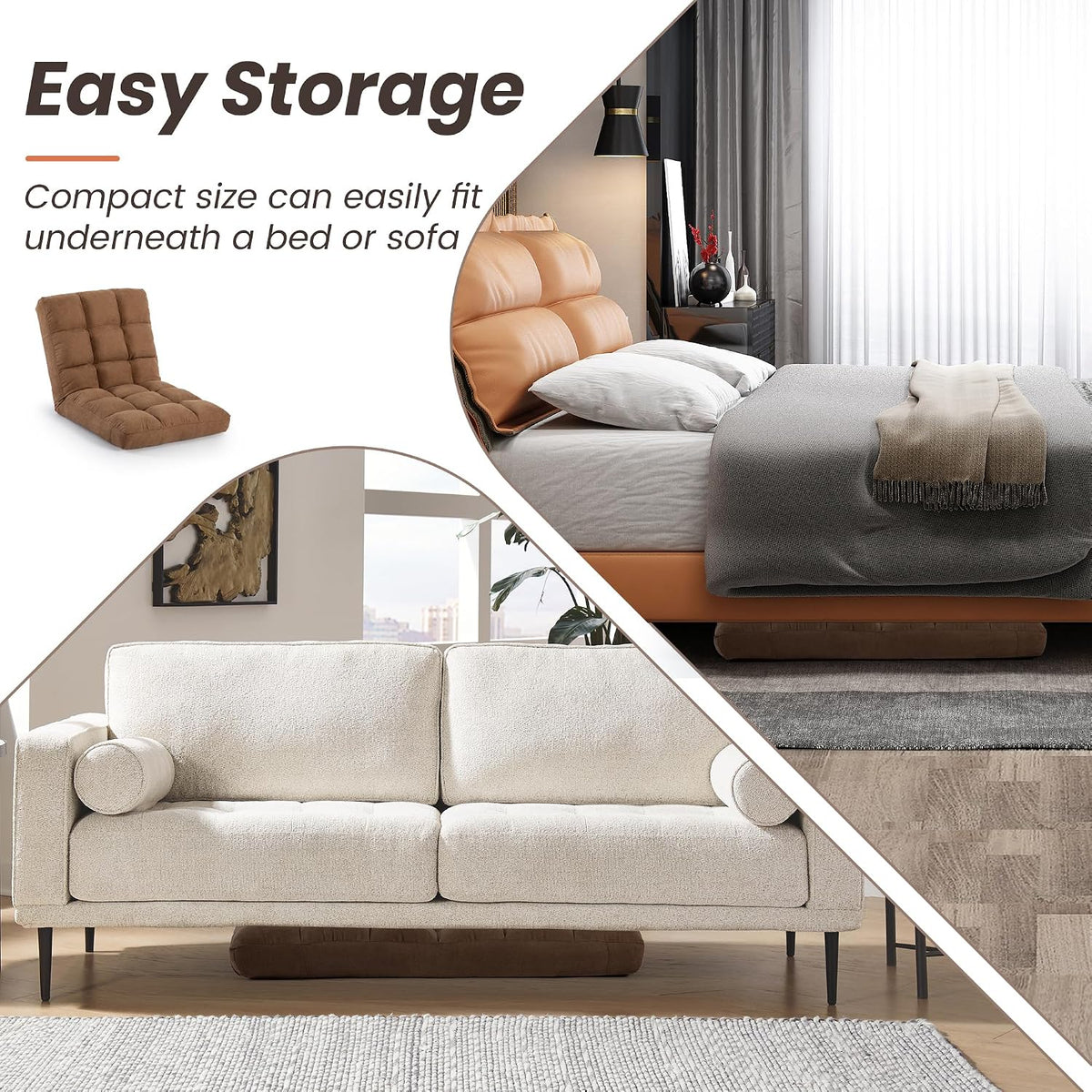 Extra Wide 6-Position Adjustable Folding Floor Gaming Chair